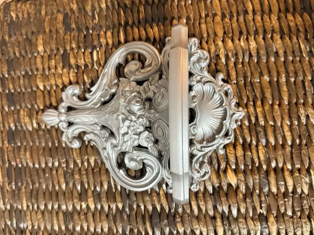 Set of 2 Vintage Ornate Rococo Style Silver-Painted Wall Shelf/Accent